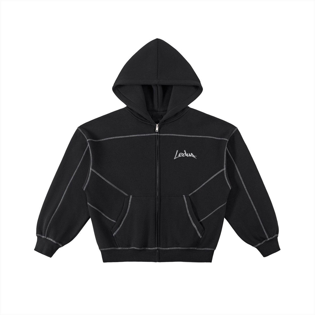 LEDUA ZIP UP HOODIE (BLACK)