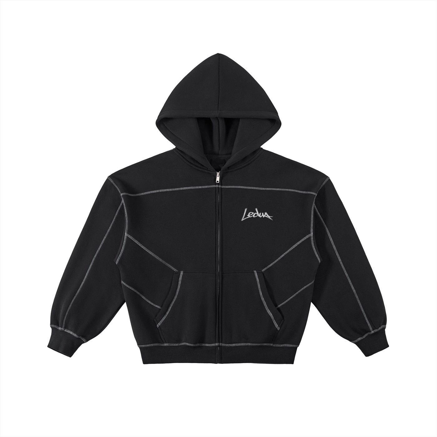 LEDUA ZIP UP HOODIE (BLACK)